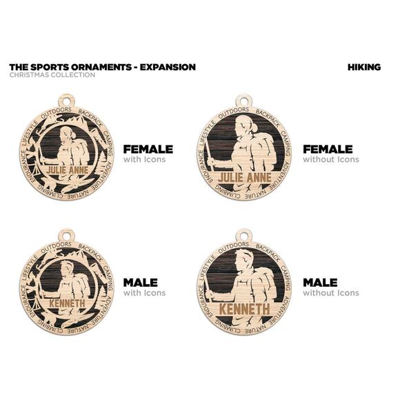 Personalized HIKING HIKER Ornament Male or Female Custom Name Gift - Picture 2 of 2